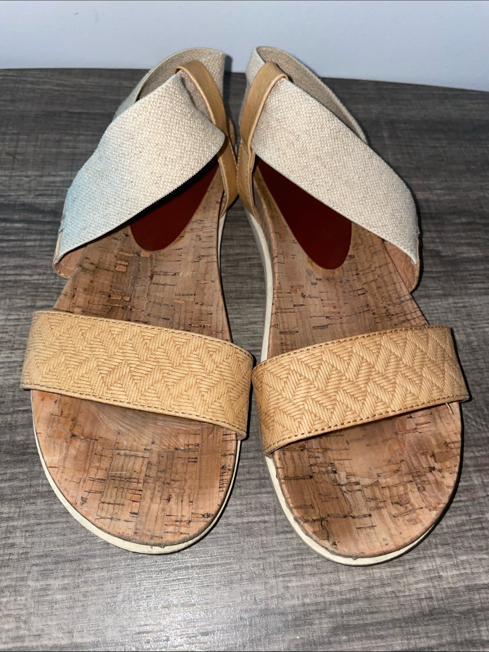 Boho Cork & Woven Strappy Sandals| Size 7.5| Casual Summer Flats